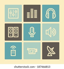 Media web icons, buttons set