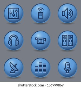 Iconos web de medios, botones de círculo azul