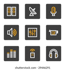 Media web icons, grey buttons series