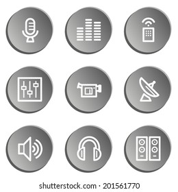 Media web icons , grey  stickers set