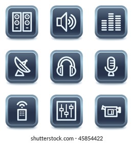 Media web icons, mineral square buttons series