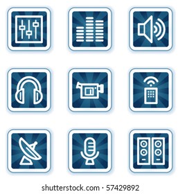 Media web icons, navy square buttons
