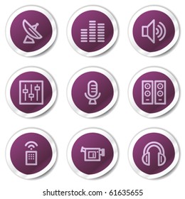 Media web icons, purple stickers series