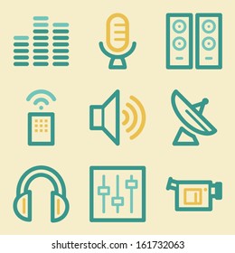 Media web icons, retro colors