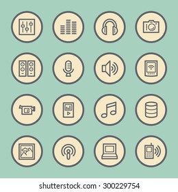 Media Web Icons Set