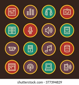 Media Web Icons Set