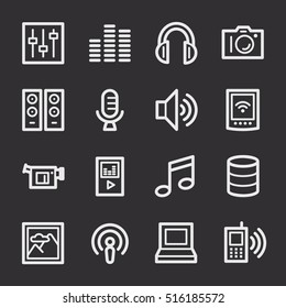 Media Web Icons Set