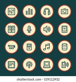Web-Symbole für Medien-Set