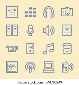 Media Web Icons Set