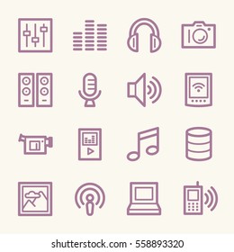 Media Web Icons Set