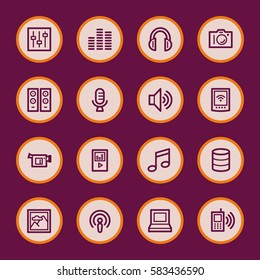 Media Web Icons Set