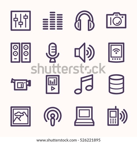 Media Web Icons Set
