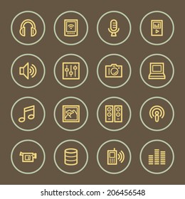 Juego de iconos web de medios, serie de café