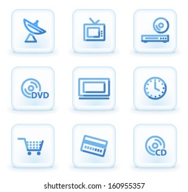 Media  web icons, square ice buttons