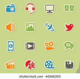 media web icons for user interface design