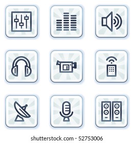 Media web icons, white square buttons