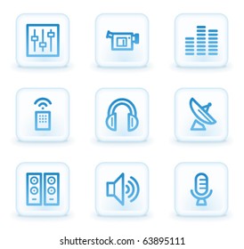 Media web icons, white square buttons