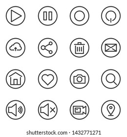 Media Wed Icon  button line  vector illustration
