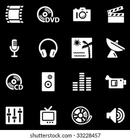 Media white web icons