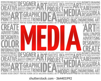 MEDIA word cloud, creative business concept background