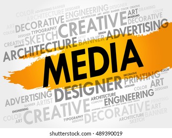MEDIA word cloud, creative business concept background