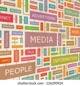 MEDIA. Word collage. Vector illustration.