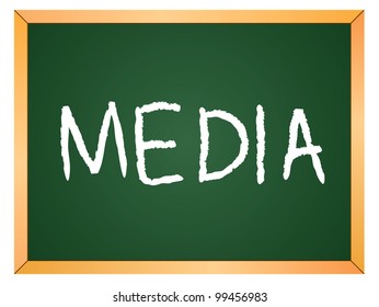 "media" word written on chalkboard
