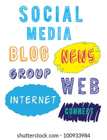 media words for internet - vector illustration