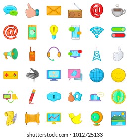 Media work icons set. Cartoon set of 36 media work vector icons for web isolated on white background
