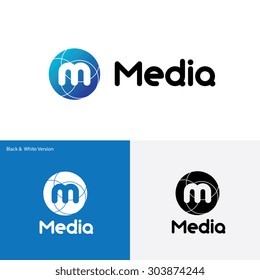 Media World, M Letter Logo Template