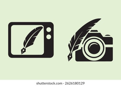 Media and Writing Icon Set Vector Illustration.