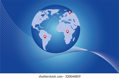 Media-blue background with the image of the planet