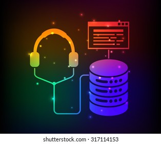 Media,Database server design,abstract rainbow concept,clean vector