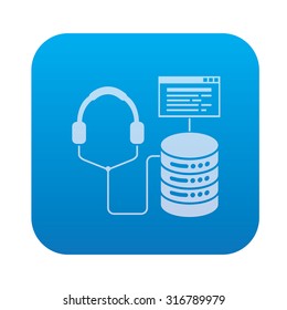 Media,Database,network server icon on blue background,clean vector