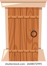 Ilustração vetor de porta de madeira da casa medieval