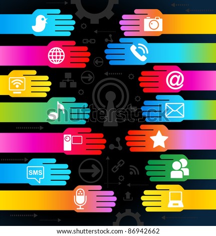 Media-Human-mobile.The development of global communications. Communication in mobile and internet networks