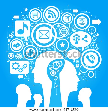 Media-Human-mobile.The development of global communications. Communication in mobile and internet networks