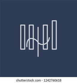 Median Icon. Trendy Flat Vector Line Median Icon On Dark Blue Background From Business  Collection. 