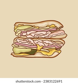 Medianoche. Popular sandwich with pork.