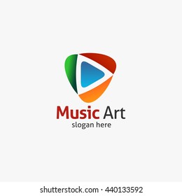 media/Studio play logo design. Colorful flat style media play logo vector template. 
