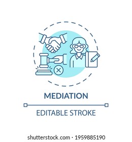 Mediation concept icon. Legal services categories. Effective mediation services keep disputes out of courthouse idea thin line illustration. Vector isolated outline RGB color drawing. Editable stroke