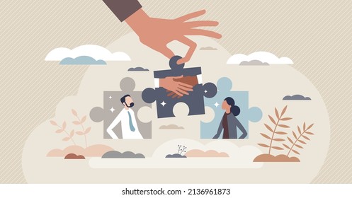 Mediation As Relationship Crisis Psychologist Support Tiny Person Concept. Conflict Assistance And Negotiation Management With Third Party Help Vector Illustration. Communication Problem Solution.