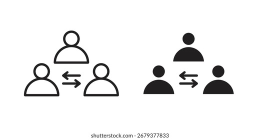 Icono de mediador plano y paquete de estilo de trazo sobre fondo blanco. Ilustraciones vectoriales