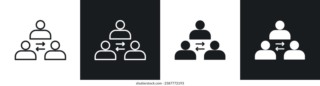 Mediator icon set black and white colors. Graphic Vector icons pack