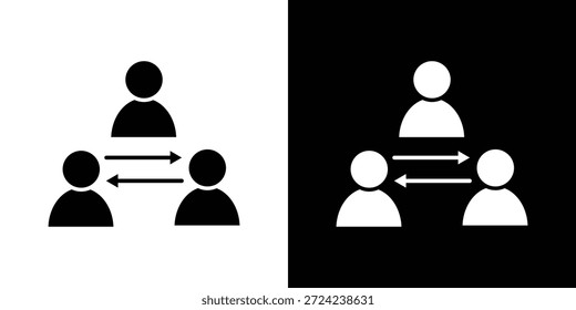 Iconos de mediador concepto de Vector plano. Ilustraciones en blanco y negro