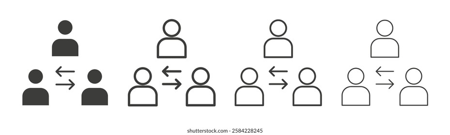 Mediator icons set. Liner outlined and flat black color