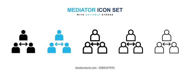 Mediator icons vector collection in black and blue colors on white background