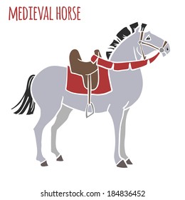 Mediavel war horse. Vector Illustration