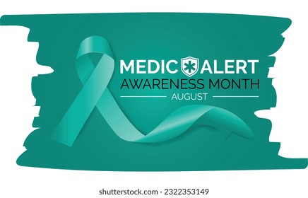 Medic Alert Awareness Month August . Celebration in United States. Poster, greeting card, banner and background design.