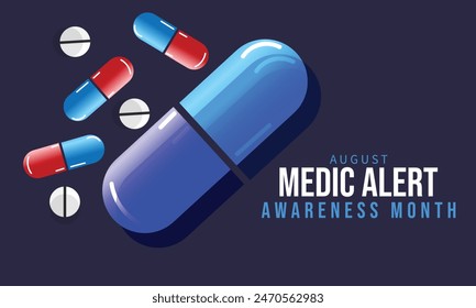 Medic Alert awareness month. background, banner, card, poster, template. Vector illustration.